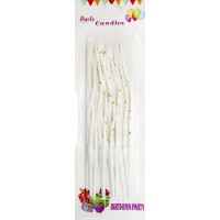 Свічка в торт 12шт+12підсв. "Спіральні" в крапку біла №A6/7025(60)