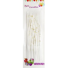 Свічка в торт 12шт+12підсв. "Спіральні" в крапку біла №A6/7025(60)