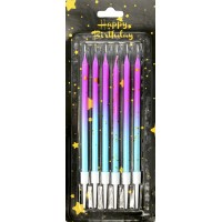 Свічка в торт 6шт+6підсв. "Омбре" рожево-блакитна №7595(60)