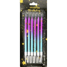 Свічка в торт 6шт+6підсв. "Омбре" рожево-блакитна №7595(60)