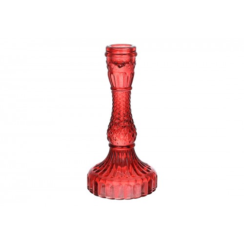 Підсвічник скло "Crystal" 9,5х17см (для тонкої свічки) червоний винний №133-017/Bonadi/