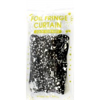 Шторка для фотозони 1х2м чорна з срібними зірками