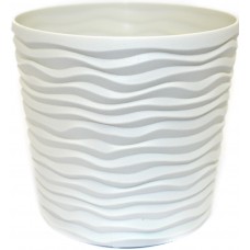 Горщик квітковий пластиковий "Ф'южн" 12х11см 0,6л біла троянда,низький,зі вставкою/Алеана/