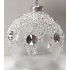 Ялинкова куля скло 8 см з орнаментом зимових візерунків (6) (96) 118-C15 /Bonadi/ 