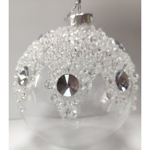 Ялинкова куля скло 8 см з орнаментом зимових візерунків (6) (96) 118-C15 /Bonadi/ 