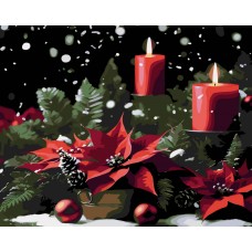 Картини по номерах "Різдвяний вінок зі свічками" 40х50см на чорному фоні №AH1234/Strateg/