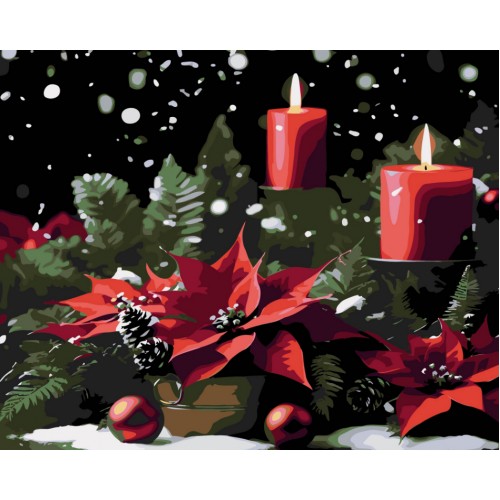 Картини по номерах "Різдвяний вінок зі свічками" 40х50см на чорному фоні №AH1234/Strateg/