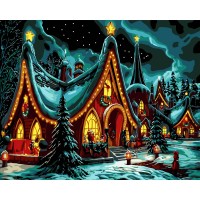 Картини по номерах "Святковий будинок" 40х50см на чорному фоні №AH1243/Strateg/