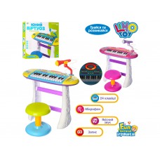 Синтезатор, стульчик, микрофон, музыка, свет, в коробке 49х48х11 см (8) BB383BD