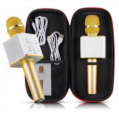 Микрофон на аккумуляторе,25 см,USB,Bluetooth,в футляре,28 х11,5 х7 см,микс цветов (10) Q7