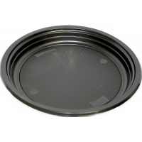 Тарілка пласт. десертна d-17,6см 10г чорна №1080124/Buroclean/(50)