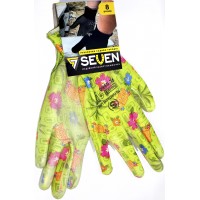 Рукавиці синт. жіночі з поліуретановим покриттям,зелені,кольор. принт р.8 PL9980 №69980