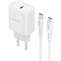 Зарядний пристрій Havit №ST934 USB-C з кабелем USB-C + USB-C 20W white
