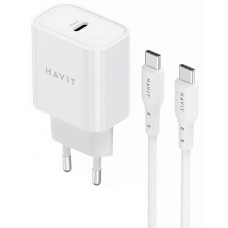 Зарядний пристрій Havit №ST934 USB-C з кабелем USB-C + USB-C 20W white
