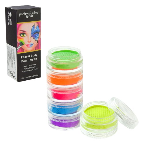 Аквагрим 6 кольорів,баночки по 10 гр+ кисточка для макіяжу короб. 15см №CN-113(50) КІ