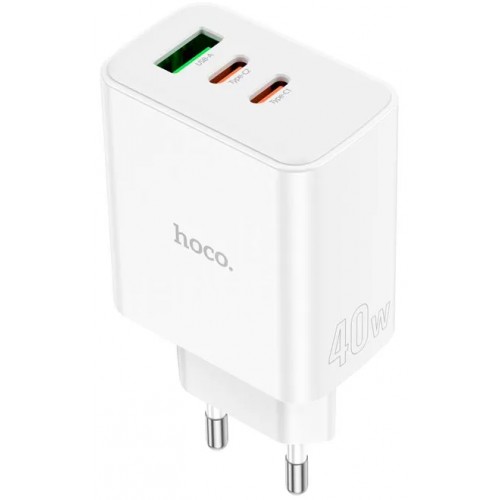 Зарядний пристрій HOCO №C126A швидка зарядка USB 40W USB+Type-C+Type-C white