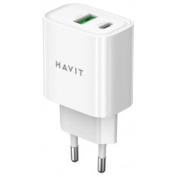 Зарядний пристрій Havit №HV-UC111 USB+Type-C 20W white