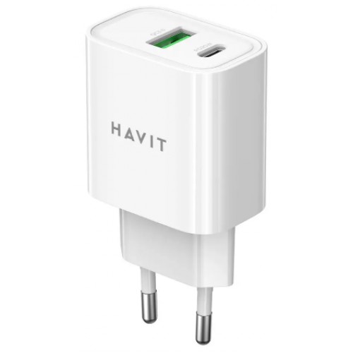 Зарядний пристрій Havit №HV-UC111 USB+Type-C 20W white