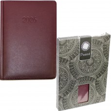 Щоден. А5 "Optima" дат2026 натур. шкіра, бордо №O25200-18