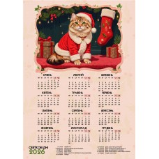 Календар А3 верт Кіт-Клаус 2026