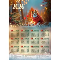 Календар А3 верт Зимовий песик 2026