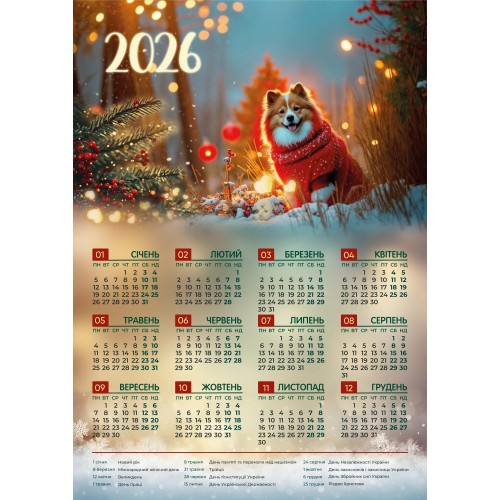 Календар А3 верт Зимовий песик 2026