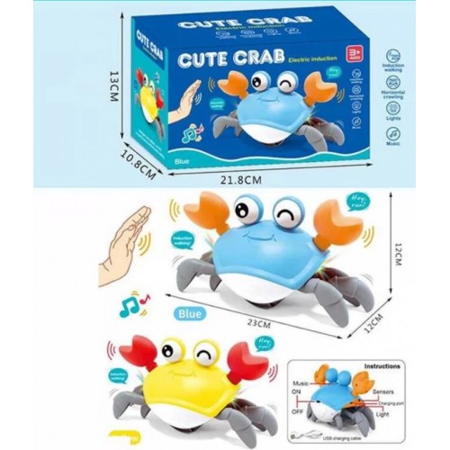 Краб 23см,реагує на руку,бігає,муз.,світ,USB,на акум.,в кор-ці,22х13х11см,2кольор.6722E