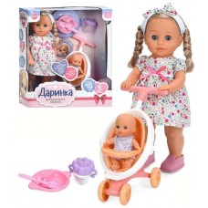 Лялька Даринка 40см,муз.,пісня,ходить,коляска,посуд,пляшечка,в кор-цы  M 6195 I UA(8)