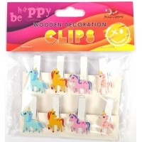 Прищіпки дерев'яні для декорування "Єдинороги" 8шт, 35х6мм №200160/Мандарин/(1)(24)