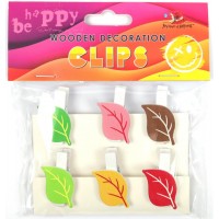 Прищіпки дерев'яні для декорування "Листочки" 6шт, 35х6мм №200177/Мандарин/(1)(24)