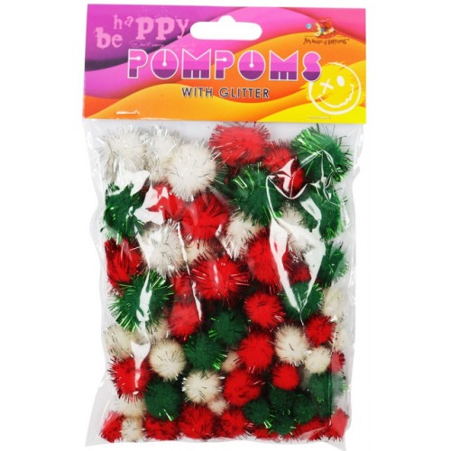 Набір кольор. помпонів з глітером,3 кольори,80шт,асорті №MQ4029/Мандарин/