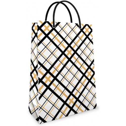 Пакет подарунковий картон 240х340х88мм ламін. Білий у кліт. П170/Фоліо(25)