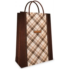 Пакет подарунковий картон 240х340х88мм ламін. Клітинка беж. П174/Фоліо(25)