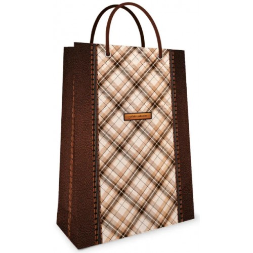 Пакет подарунковий картон 240х340х88мм ламін. Клітинка беж. П174/Фоліо(25)