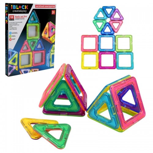 Конструктор магнітний,12дет.,в кор-ці,21,3х2,2х28см №PL-925-03(48)(96) КІ