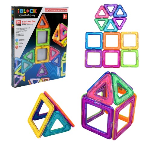 Конструктор магнітний,12дет.,в кор-ці,21,3х2,2х28см №PL-925-04(48)(96) КІ