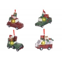 Фігурка-підвіска полістоун LED Машинка з подарунками 7,5см,4вида 894-007/Bonadi/(8)(40)