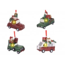 Фігурка-підвіска полістоун LED Машинка з подарунками 7,5см,4вида 894-007/Bonadi/(8)(40)