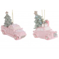 Фігурка-підвіска керам. Машина з ялинкою 6,5х3,5х5,5см,рожевий K07-544/Bonadi/(6)(42)