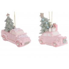 Фігурка-підвіска керам. Машина з ялинкою 6,5х3,5х5,5см,рожевий K07-544/Bonadi/(6)(42)