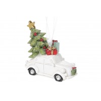 Підвіска декор.полістоун Машинка з новорічною ялинкою 6,5см,білий 707-288/Bonadi/