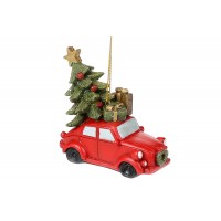 Підвіска декор.полістоун Машинка з новорічною ялинкою 7см,червоний 707-287/Bonadi/