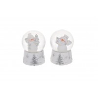 Сувенір водяна куля скло "Сніговик" 5,2см,білий з сріблом,2 вида №913-325/Bonadi/(6)