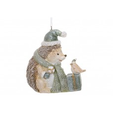 Фігурка-підвіска полістоун "Їжачок з пташкою" 9,5х5х8,5см №K07-837/Bonadi/