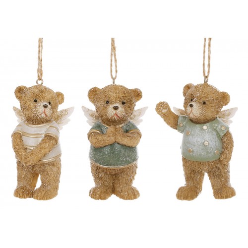 Фігурка-підвіска полістоун "Ведмедик Тедді - янголятко" 8см, 3вида №K07-838/Bonadi/