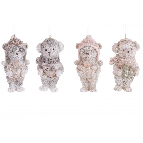 Фігурка-підвіска полістоун "Ведмедик Тедді" 4х3х8см,сіро-коричневий,4вида №K07-547/Bonadi/