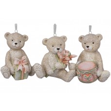 Фігурка-підвіска полістоун "Ведмедик Тедді" 7,5х8см,персиково-рожевий №K07-428/Bonadi/