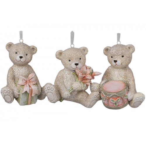 Фігурка-підвіска полістоун "Ведмедик Тедді" 7,5х8см,персиково-рожевий №K07-428/Bonadi/