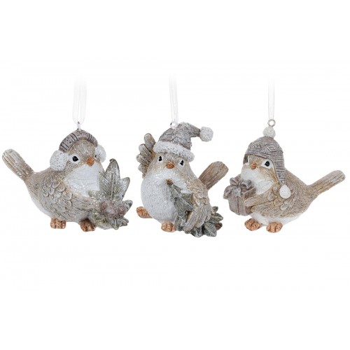 Фігурка-підвіска полістоун "Пташка-милашка" 11,5см,бежевий,3вида №707-435/Bonadi/