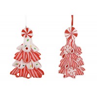 Фігурка-підвіска полістоун"Ялинка-карамелька"7х7х11см,червоний з білим,2вида№125-021Bonadi